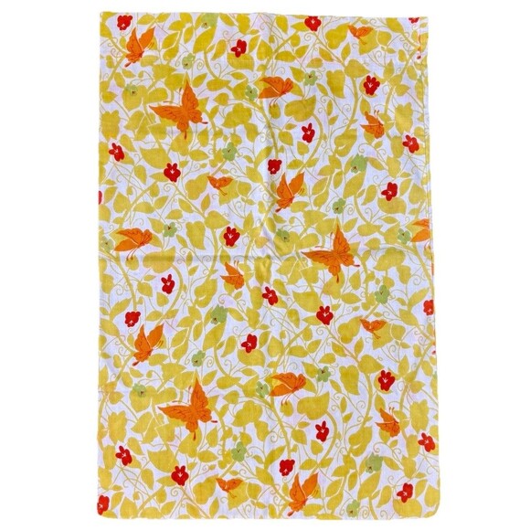 Morgan Jones Other - Vintage Morgan Jones 70s Yellow Standard Pillowcase Retro Butterfly Floral MCM